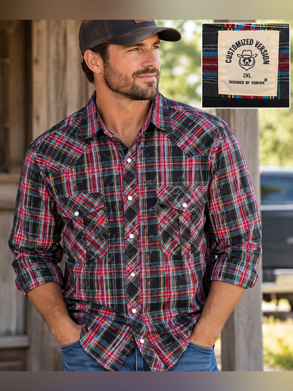"Customized Version" designed by Dubinik. Western pearl snap shirt.